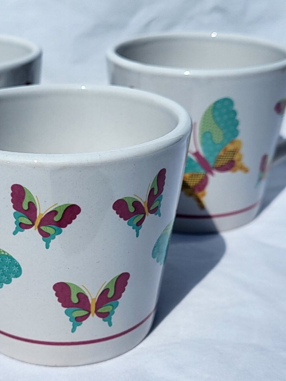 Set of 3 Trisa Mug Butterfly Coffee Tea Patchwork Colorblock Retro Colorful